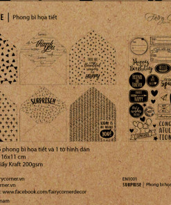 Bộ phong bì họa tiết_Surprise (Giấy kraft nâu)
