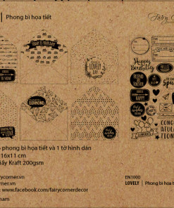 Bộ phong bì họa tiết_Lovely (Giấy kraft nâu)