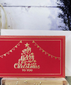 Alternative view of Merry Christmas cây thông (Thiệp giáng sinh ép kim)