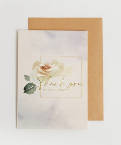 Thiệp Thank you Hoa hồng ép kim vàng 13x18cm