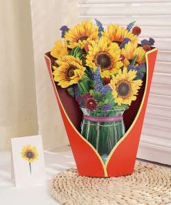 Thiệp hiệu ứng bó hoa nổi 3D